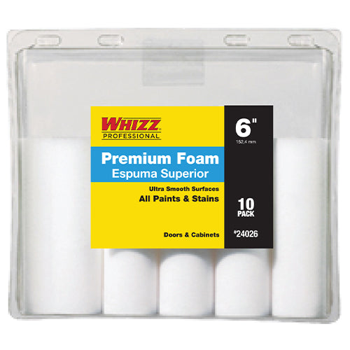 Whizz 6" White Sponge Rollers 10-Pack 24026