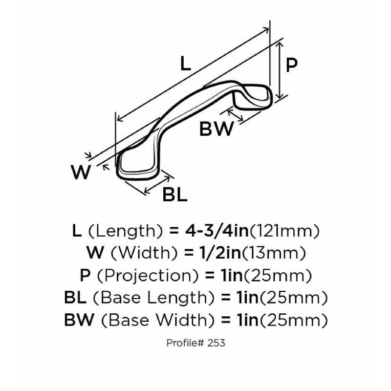 Technical drawing of the Amerock 253G10 with labeled dimensions on a white background