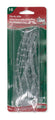 Packaging of Tie-It-Alls with clear plastic ties on a green and red background