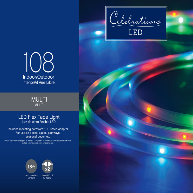 Celebrations LED Multicolored 108-Count Rope Christmas Lights 18 ft. 2 ...