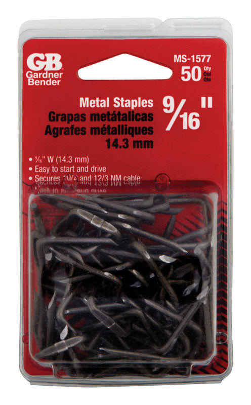 Gardner Bender 9/16 Inch Graphite Metallic Steel Staples 50-Pack MS-1577