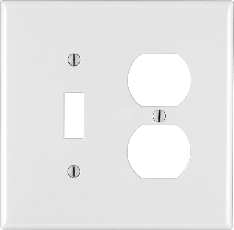 Leviton PJ18-W 2-Gang Toggle-Duplex Wallplate White - Box of 25