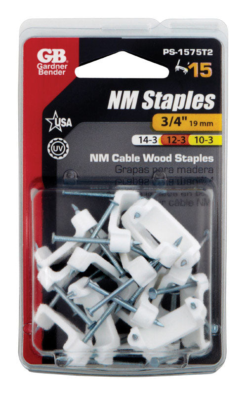 Gardner Bender 3/4 in. Plastic Polyethylene NM Cable Staple 15-Pack PS-1575T2