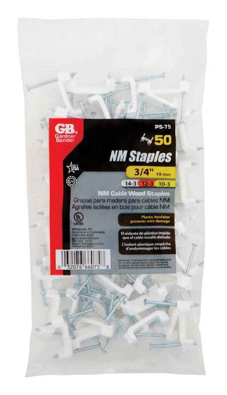 Gardner Bender 3/4 in. Plastic Polyethylene NM Cable Staple 50-Pack PS-75 - Box of 10