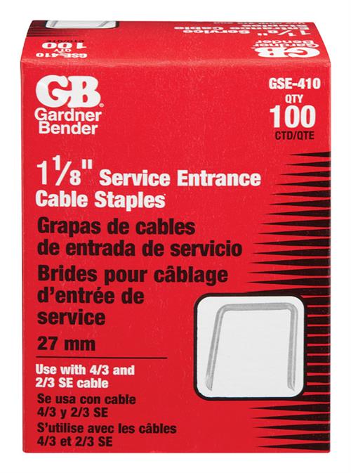 Gardner Bender 1-1/16 in. x 1-7/16 in. Gray Steel Staples 100-Pack GSE-410