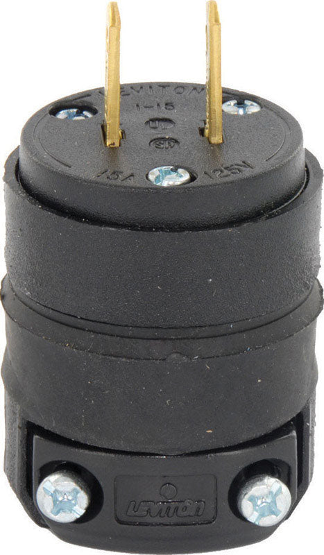 Leviton 115PR Residential Rubber Non-Grounding Straight Blade Plug