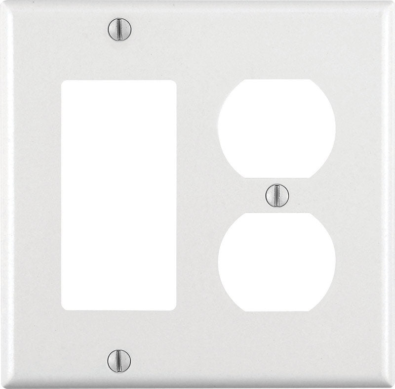 Leviton 80455-W 2-Gang 1-Duplex 1-Decora-GFCI Device Combination Wallplate-Faceplate White