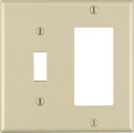 Leviton 80405-I 2-Gang 1-Toggle 1-Decora-GFCI Device Combination Wallplate Ivory - Box of 10