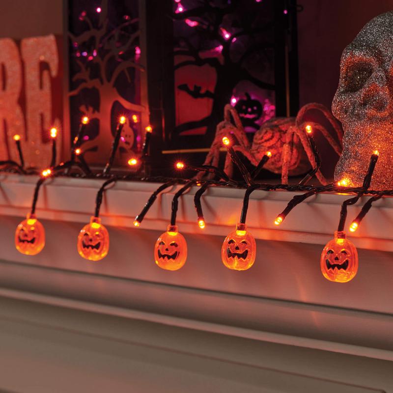 Celebrations Orange 120 ct 9 ft. LED Pumpkins Lights 34967-71