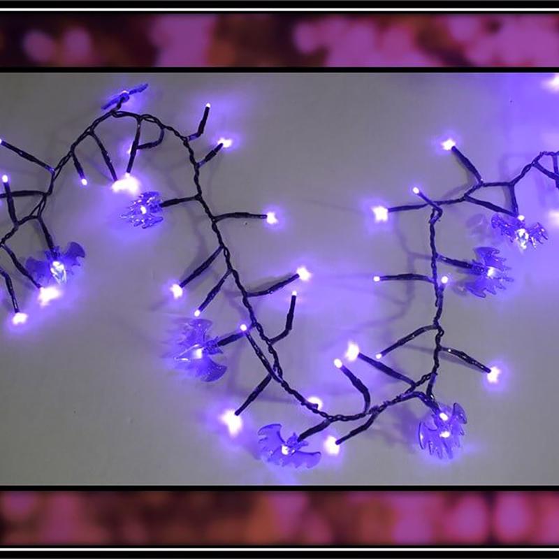 Celebrations Purple 120 ct 9 ft. LED Bat Garland Lights 34968-71