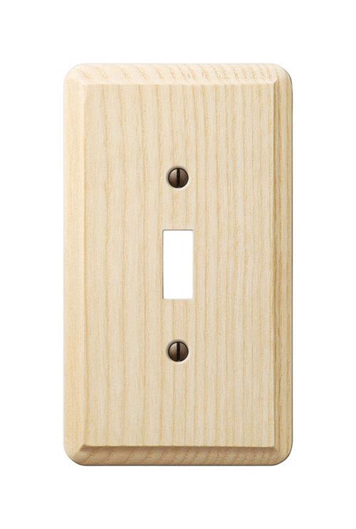 AmerTac Contemporary Unfinished Ash Wood - 1 Toggle Wall Plate 401T