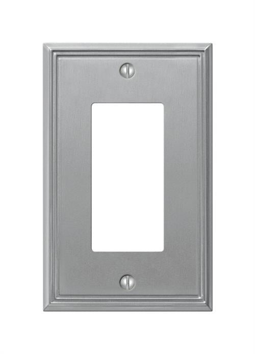 AmerTac Metro Line Brushed Nickel Cast 1 Duplex Outlet Wall Plate 77RBN