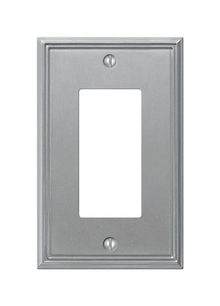 AmerTac Metro Line Brushed Nickel Cast 1 Duplex Outlet Wall Plate 77RBN