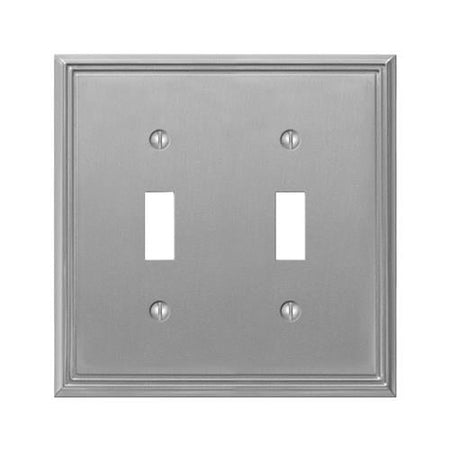 AmerTac Metro Line Brushed Nickel Cast 2 Toggle Wall Plate 77TTBN