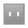 AmerTac Metro Line Brushed Nickel Cast 2 Toggle Wall Plate 77TTBN