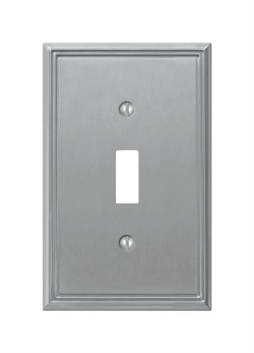 AmerTac Metro Line Brushed Nickel Cast 1 Toggle Wallplate 77TBN