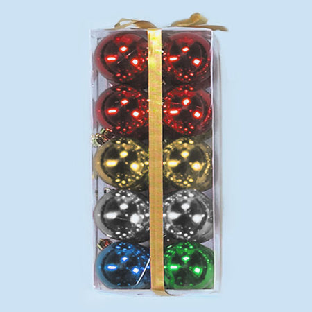 50mm Shiny Unbreakable Plastic Christmas Tree Balls Multi 35550 - Box of 6