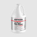 A 1-gallon white plastic jug of Rust-Oleum Low Foam Floor Cleaner with a white cap and a white, silver, and red label, shown on a light gray background.
