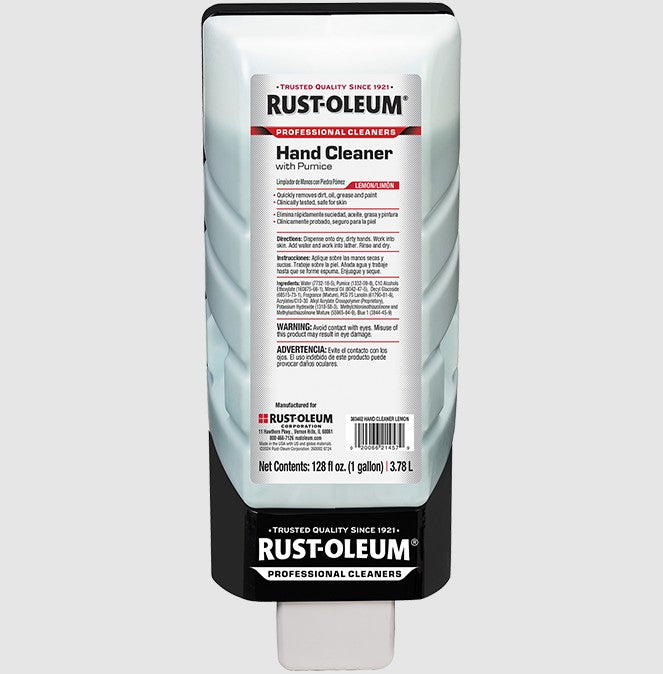 Rust-Oleum Hand Cleaner in lemon scent on a light gray background.