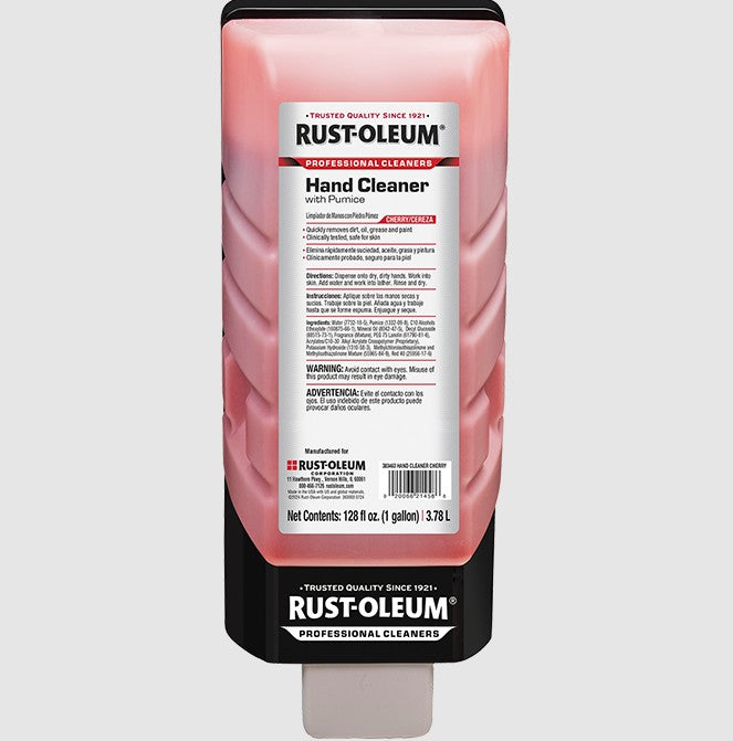 Rust-Oleum hand cleaner bottle in cherry scent on a white background