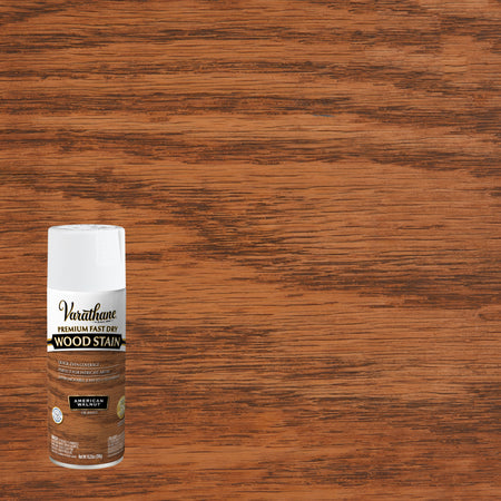 Varathane wood stain can in American Walnut on a wooden surface