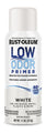 A white canister of Rust-Oleum Low Odor Primer, featuring blue and black text on a clean white background.