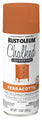 Rust-Oleum Chalked Paint spray paint can in Terracotta, 12 oz. The can features a terracotta-colored top and a white label with the brand name and a small picture of an orange-brown wooden chest.