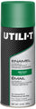 A can of Util-T Enamel spray paint in the color WM Green, featuring a green cap and a black and silver label.