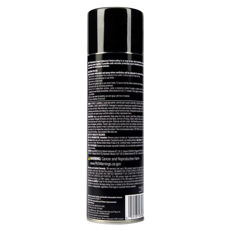 3M Black Professional Grade Undercoating 16 Oz 03584 back label on a white background
