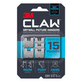 Packaging of 3M CLAW drywall picture hangers with product details on a white background