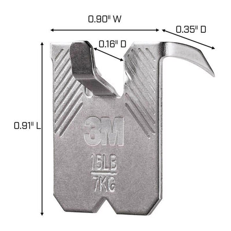 3M CLAW picture hanger with dimensions labeled on a white background