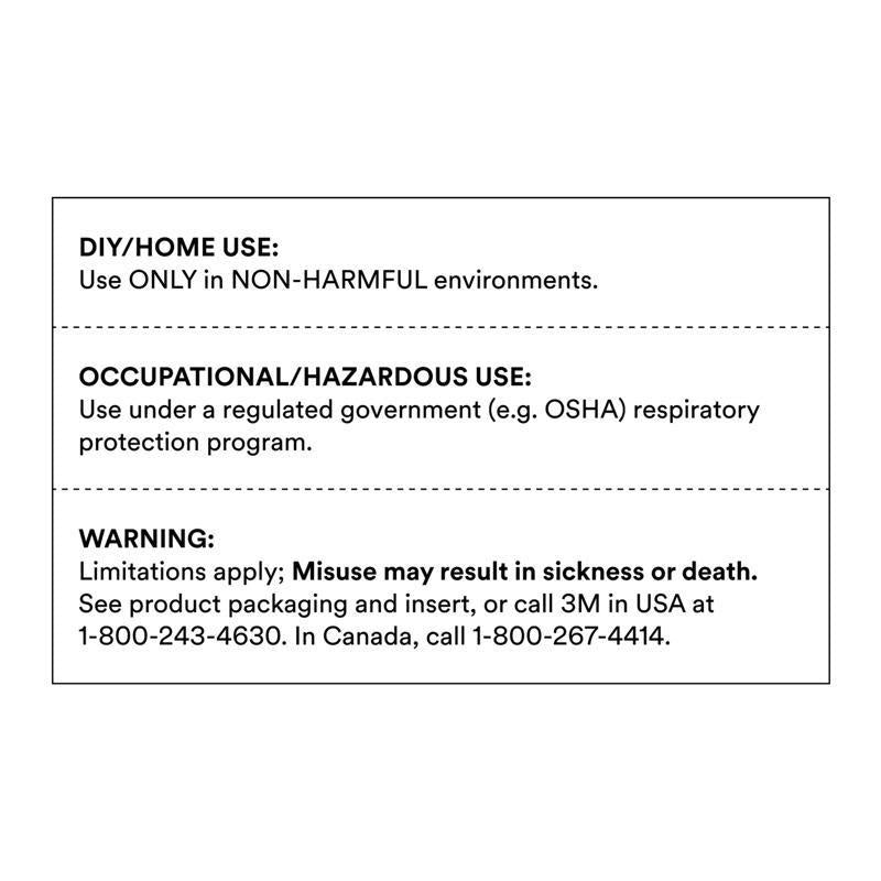 Safety label with text for DIY/home use, occupational/hazardous use, and warning information on a white background.