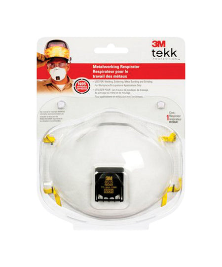 3M tekk metalworking respirator packaging on a white background