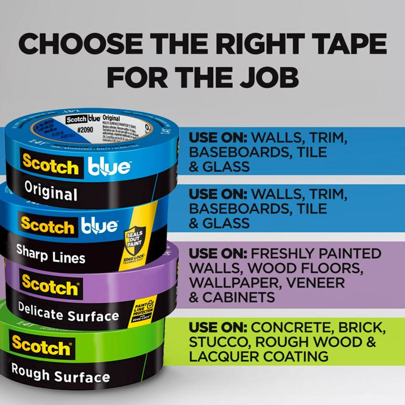 3M #2090 Scotch Blue Painter's Masking Tape Selection Infographic