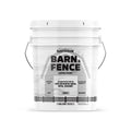 A 5-gallon bucket labeled Rust-Oleum Barn & Fence Latex Paint in the color white, on a clean white background.