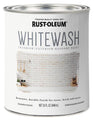 A 32 fl oz can of Rust-Oleum Whitewash Interior/Exterior Masonry Paint, featuring a white label with gray text and a photo of a whitewashed brick wall.