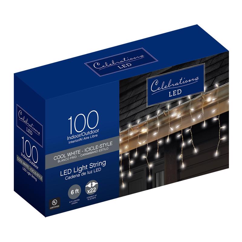 Celebrations LED Mini 100-Count Icicle Christmas Lights 5.67 ft.-1