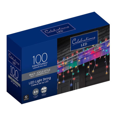 Celebrations LED Mini 100-Count Icicle Christmas Lights 5.67 ft.-2