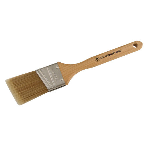 Wooster ALPHA Angle Sash Paint Brush 4231 with synthetic blend bristles and hardwood handle.