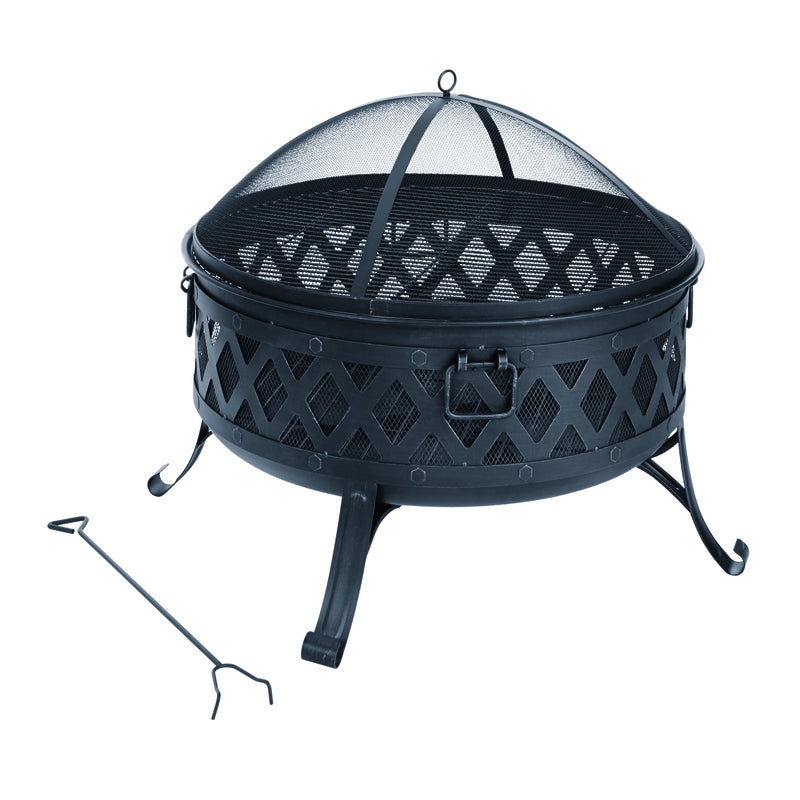 Living Accents 35.47 in. W Steel Lattice Round Wood Fire Pit SRFP11222