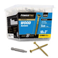 Hillman Power Pro 48613V4 wood screws packaging with screws and drill bit on a white background