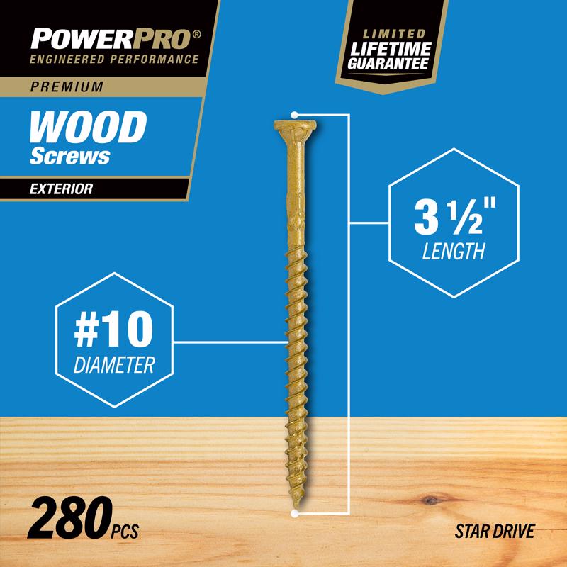 Hillman Power Pro 48614V4 wood screw with specifications on a blue background