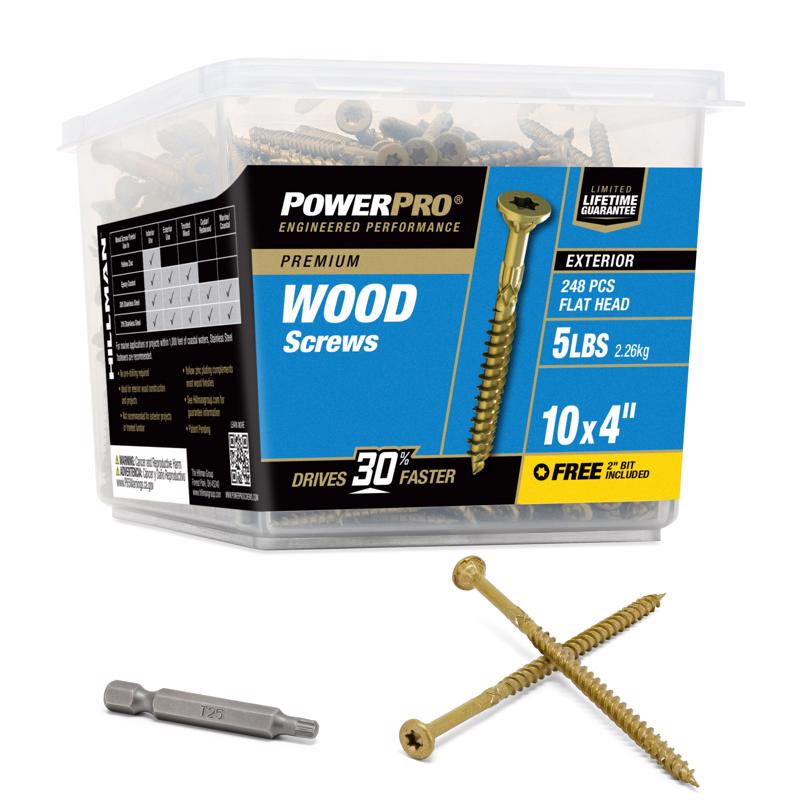 Hillman Power Pro 48615V4 No. 10 in. X 4 in. L Bronze Star Flat Head Premium Deck Screws 5 LB
