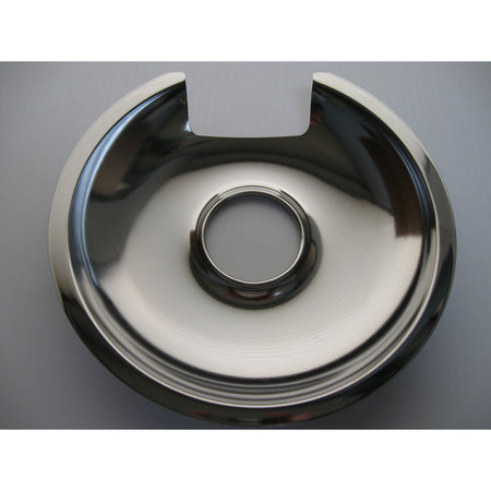 Stanco 8 Inch GE - Hotpoint Chrome Plated Reflector Pan on a gray background