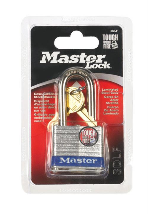 Master Lock 1-9-16in Wide Laminated Steel Pin Tumbler Padlock 1-1-2 Shackle 3DLF