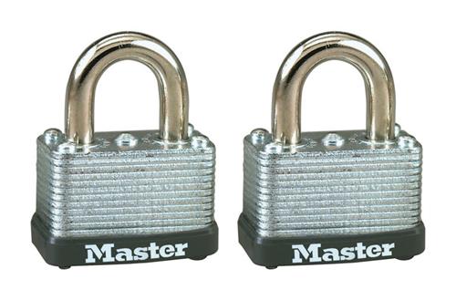 Master Lock 1-1-2in Wide Laminated Steel Warded Padlock 2-Pack 22T