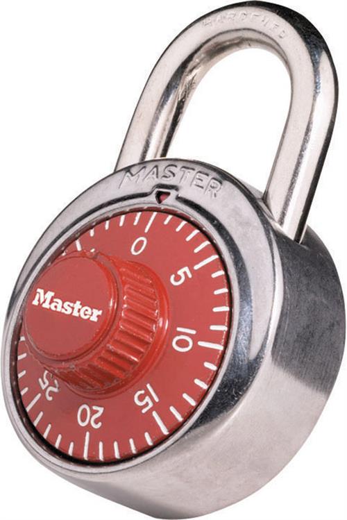 Master Lock 1-7-8in Wide Combination Dial Padlock Red Dial 1504D