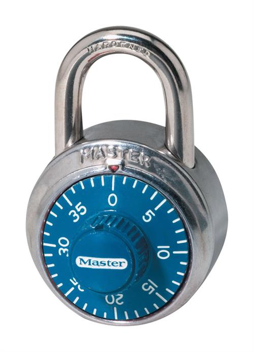 Master Lock 1-7-8in Wide Combination Dial Padlock Blue Dial 1506D