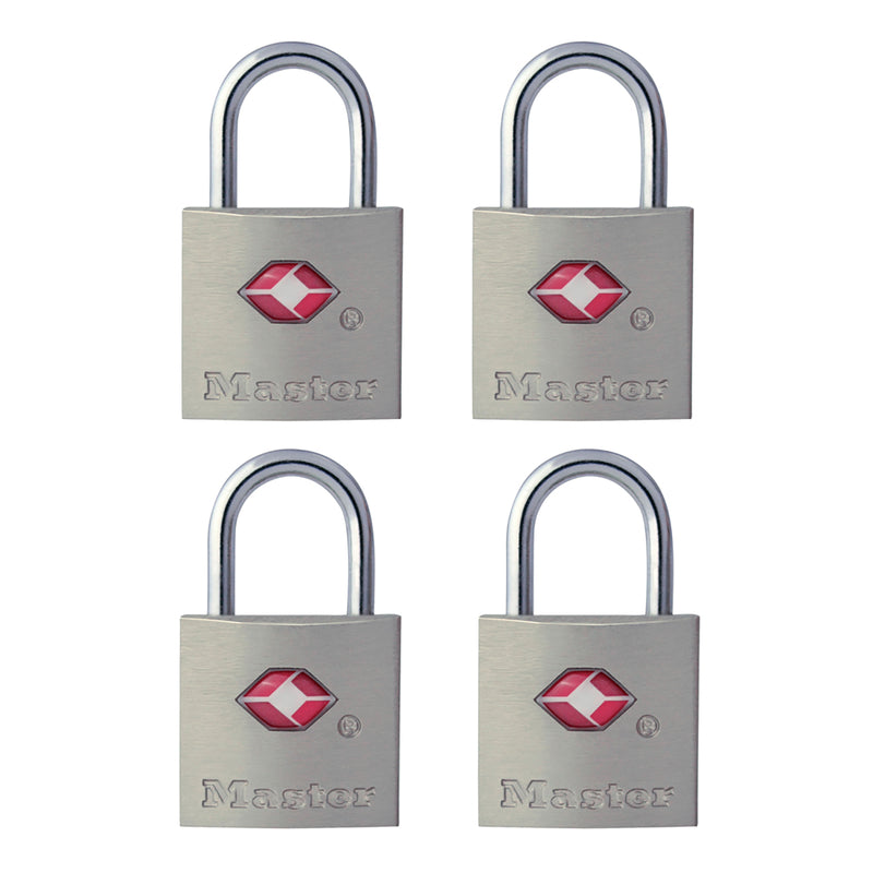 Master Lock 7-8in Wide Solid Metal TSA-Accepted Luggage Lock 4-Pack 4683Q