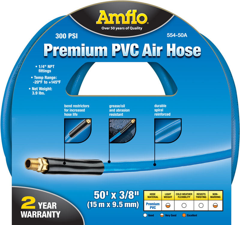 Amflo Premium PVC Air Hose 3/8 Inch x 50 Ft 554-50A-2